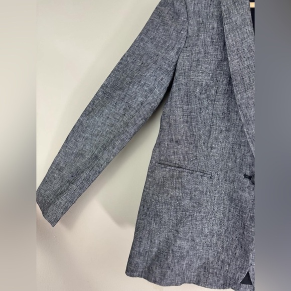 NWT J.CREW 100% Linen One-Button Jacket Blazer Gray Chambray Size 2 - Picture 5 of 9